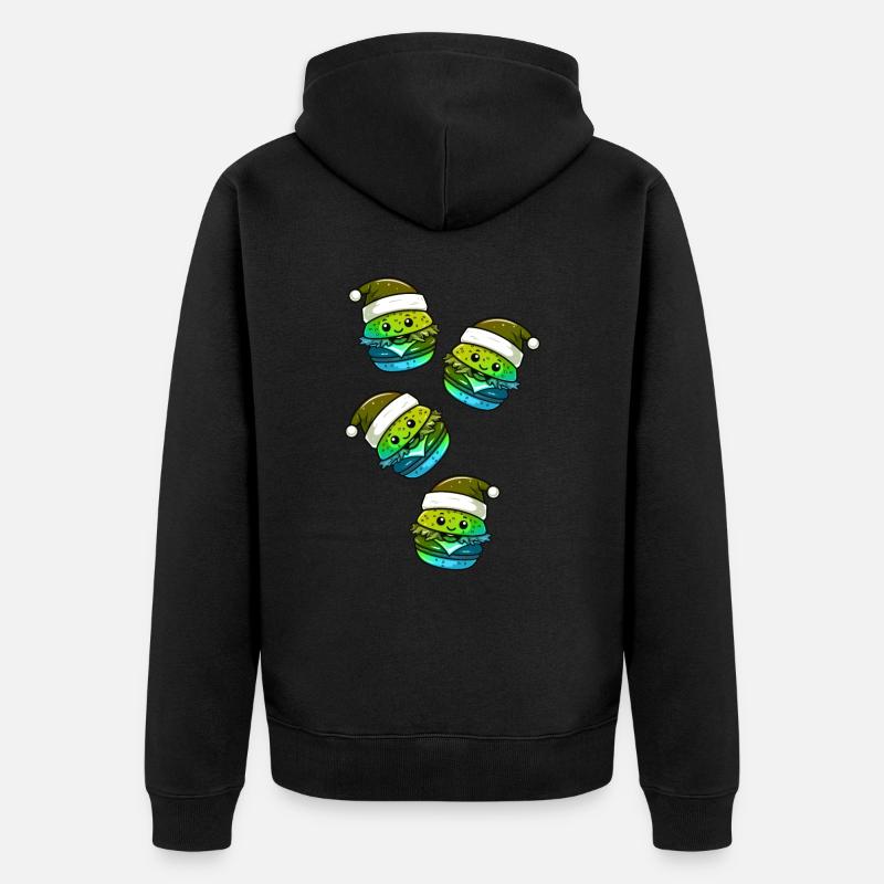 Burger Bande dessinée de Noël - Veste à capuche bio Premium Unisexe - noir