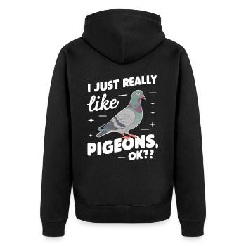 Pigeon Pigeons Animal Oiseau - Veste à capuche bio Premium Unisexe - noir - Dos - Nico (187cm)