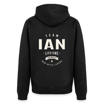 Team Ian Lebenslanges Mitglied Lustiger Name Ian - Unisex Premium Bio Zip Hoodie - Schwarz - Hinten - Nico (187cm)