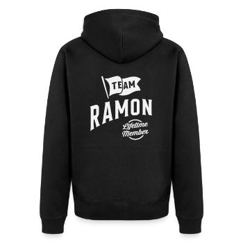 Membre à vie de l’équipe Ramon Nom personnalisé Ramon - Veste à capuche bio Premium Unisexe - noir - Dos - Nico (187cm)