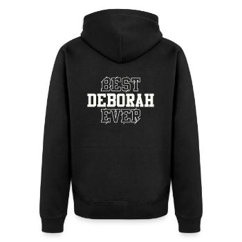 Beste Deborah aller Zeiten Personalisierter Name Deborah - Unisex Premium Bio Zip Hoodie - Schwarz - Hinten - Nico (187cm)