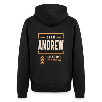 Team Andrew Lifetime Member Funny Name Andrew - Unisex Premium Organic Zip Hoodie - black - Back - Nico (187cm)