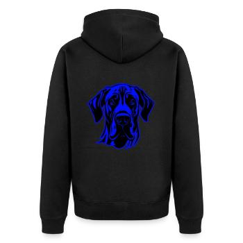 Great Dane Hund Tier Porträt - Unisex Premium Bio Zip Hoodie - Schwarz - Hinten - Nico (187cm)