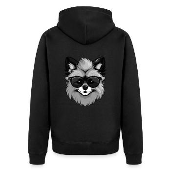 Zwergspitz Hund Pomeranian Cool - Unisex Premium Bio Zip Hoodie - Schwarz - Hinten - Nico (187cm)