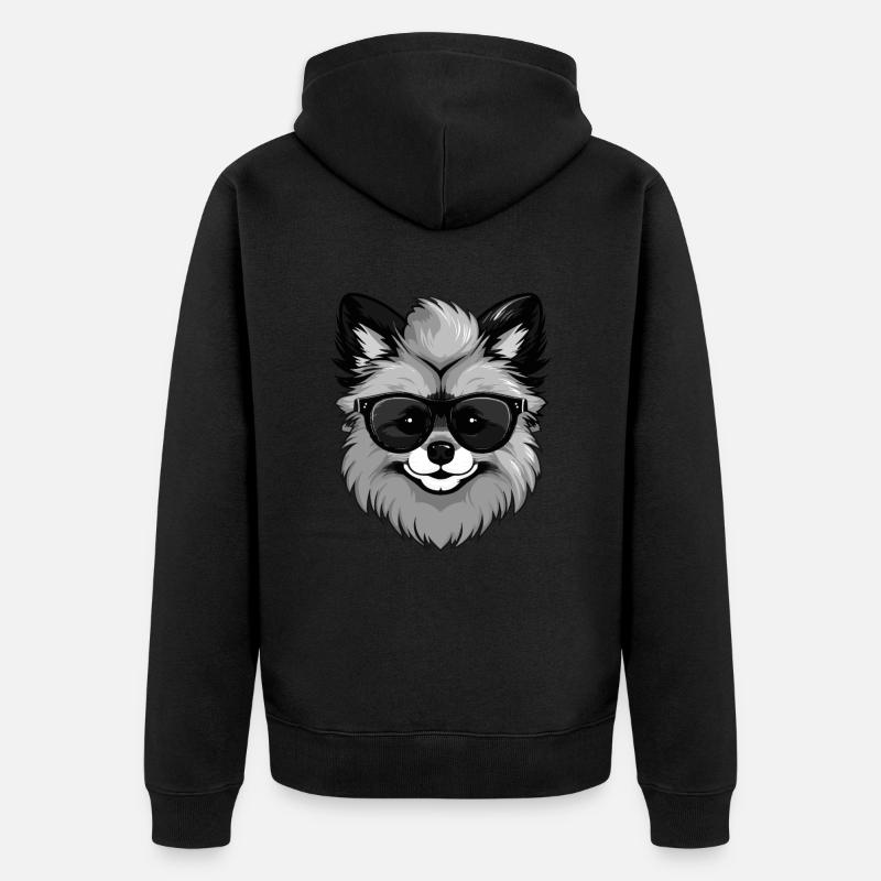 Chien de Poméranie Poméranie Cool - Veste à capuche bio Premium Unisexe - noir