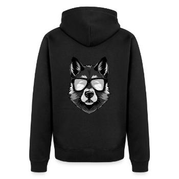 Akita Hund Hipster Cool Party - Unisex Premium Bio Zip Hoodie - Schwarz - Hinten - Nico (187cm)