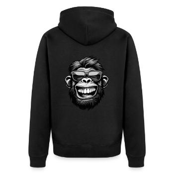 Fête drôle de tête de singe - Veste à capuche bio Premium Unisexe - noir - Dos - Nico (187cm)