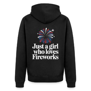 Pyrotechniker Feuerwerk Pyrotechnik - Unisex Premium Bio Zip Hoodie - Schwarz - Hinten - Nico (187cm)