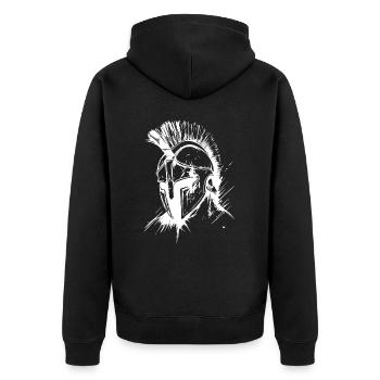 Spartan Helmet Gladiator - Unisex Premium Organic Zip Hoodie - black - Back - Nico (187cm)