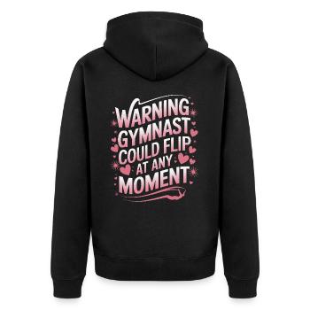 Turnen Turner Gymnastik - Unisex Premium Bio Zip Hoodie - Schwarz - Hinten - Nico (187cm)