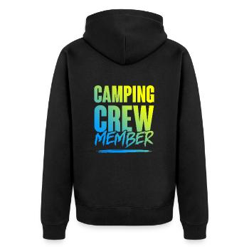 Camping Crew - Unisex Premium Organic Zip Hoodie - black - Back - Nico (187cm)