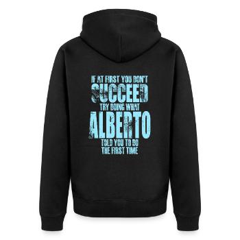 Nom Alberto - Veste à capuche bio Premium Unisexe - noir - Dos - Nico (187cm)