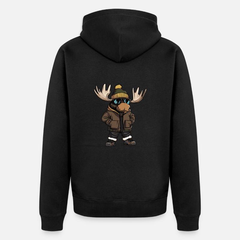 Bande dessinée cool Moose - Veste à capuche bio Premium Unisexe - noir