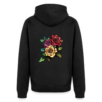 Roses Fleurs Amour - Veste à capuche bio Premium Unisexe - noir - Dos - Nico (187cm)