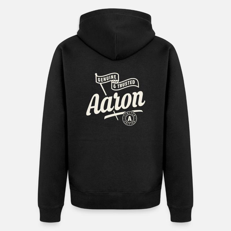 Nom d’Aaron Coutumier - Aaron - Veste à capuche bio Premium Unisexe - noir