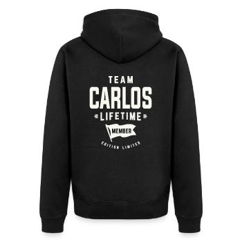 Membre à vie de l’équipe Carlos Drôle de prénom Carlos - Veste à capuche bio Premium Unisexe - noir - Dos - Nico (187cm)