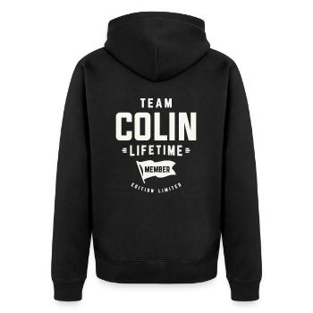 Team Colin Lebenslanges Mitglied Lustiger Name Colin - Unisex Premium Bio Zip Hoodie - Schwarz - Hinten - Nico (187cm)
