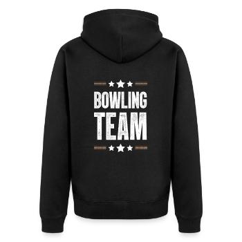 Bowling Team - Unisex Premium Bio Zip Hoodie - Schwarz - Hinten - Nico (187cm)