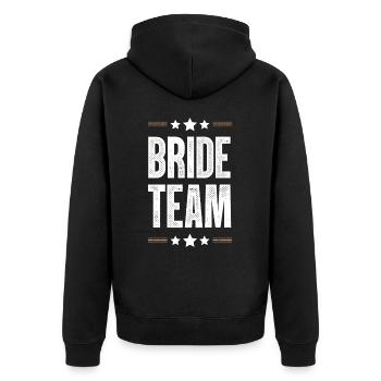 Bride Team - Unisex Premium Bio Zip Hoodie - Schwarz - Hinten - Nico (187cm)