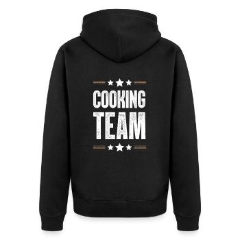 Cooking Team - Unisex Premium Organic Zip Hoodie - black - Back - Nico (187cm)