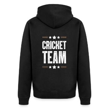 Cricket Team - Unisex Premium Bio Zip Hoodie - Schwarz - Hinten - Nico (187cm)