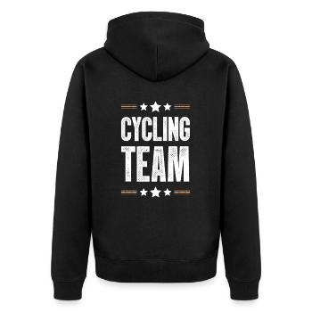 Cycling Team - Unisex Premium Organic Zip Hoodie - black - Back - Nico (187cm)