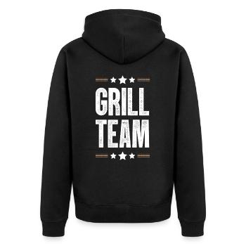 Grill Team - Unisex Premium Bio Zip Hoodie - Schwarz - Hinten - Nico (187cm)