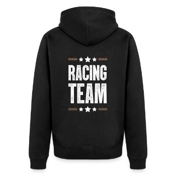 Racing Team - Unisex Premium Bio Zip Hoodie - Schwarz - Hinten - Nico (187cm)