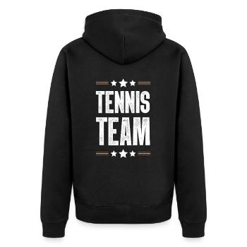 Tennis Team - Unisex Premium Bio Zip Hoodie - Schwarz - Hinten - Nico (187cm)