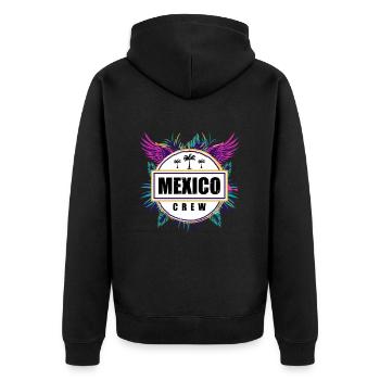 Mexiko Crew Tropisch - Unisex Premium Bio Zip Hoodie - Schwarz - Hinten - Nico (187cm)