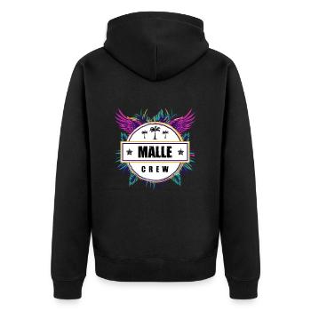 Malle Crew Tropisch - Unisex Premium Bio Zip Hoodie - Schwarz - Hinten - Nico (187cm)