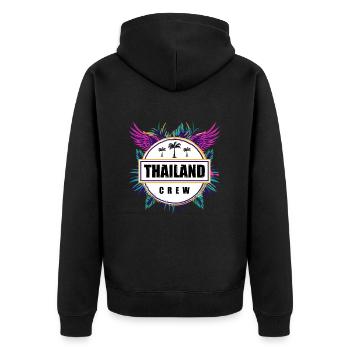 Thailand Crew Tropisch - Unisex Premium Bio Zip Hoodie - Schwarz - Hinten - Nico (187cm)