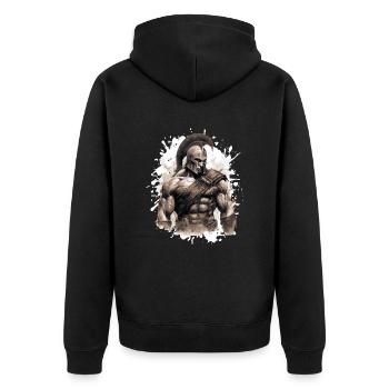 Spartan Muscles Gladiator Gym - Unisex Premium Organic Zip Hoodie - black - Back - Nico (187cm)
