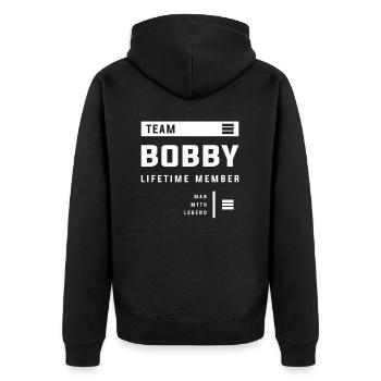 Team Bobby Lifetime Member Funny Name Bobby - Unisex Premium Organic Zip Hoodie - black - Back - Nico (187cm)