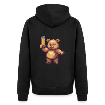 Bear Pixel Beer - Unisex Premium Organic Zip Hoodie - black - Back - Nico (187cm)