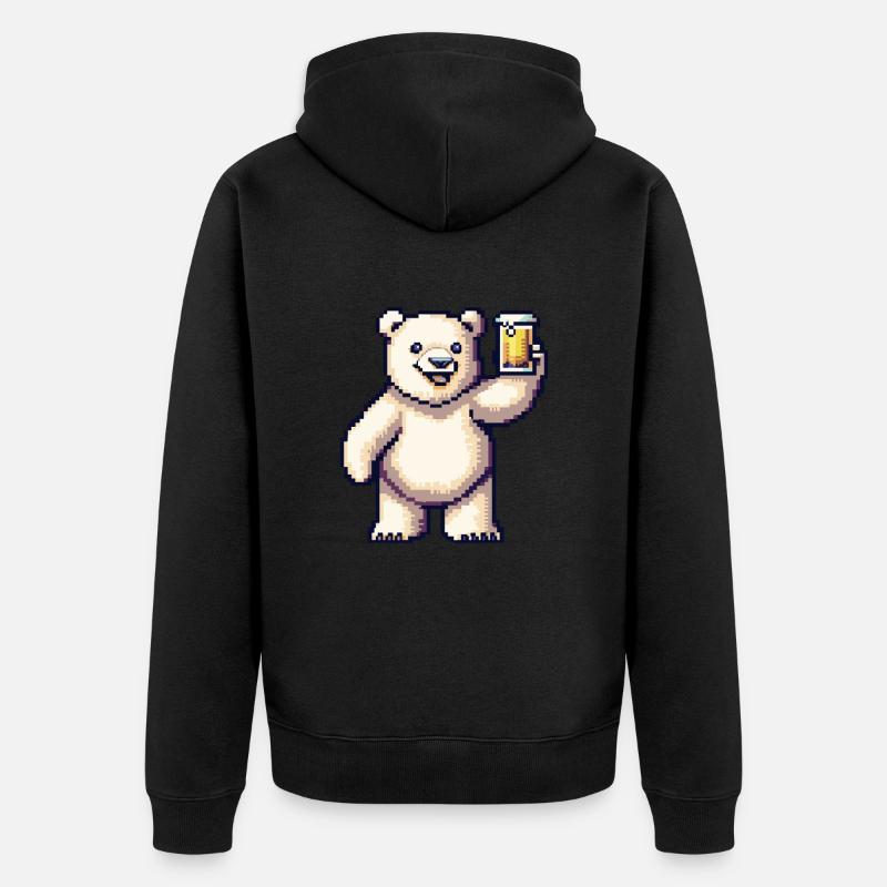Bière Polar Bear Pixel - Veste à capuche bio Premium Unisexe - noir