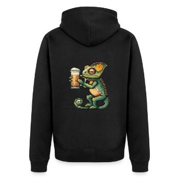 Bière Chameleon Pixel - Veste à capuche bio Premium Unisexe - noir - Dos - Nico (187cm)