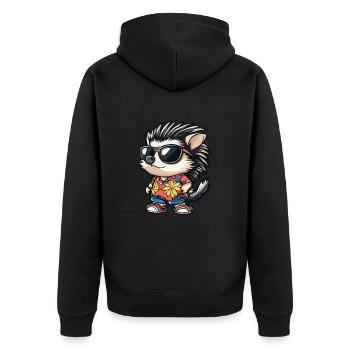 Hedgehog Comic Funny Summer - Unisex Premium Organic Zip Hoodie - black - Back - Nico (187cm)
