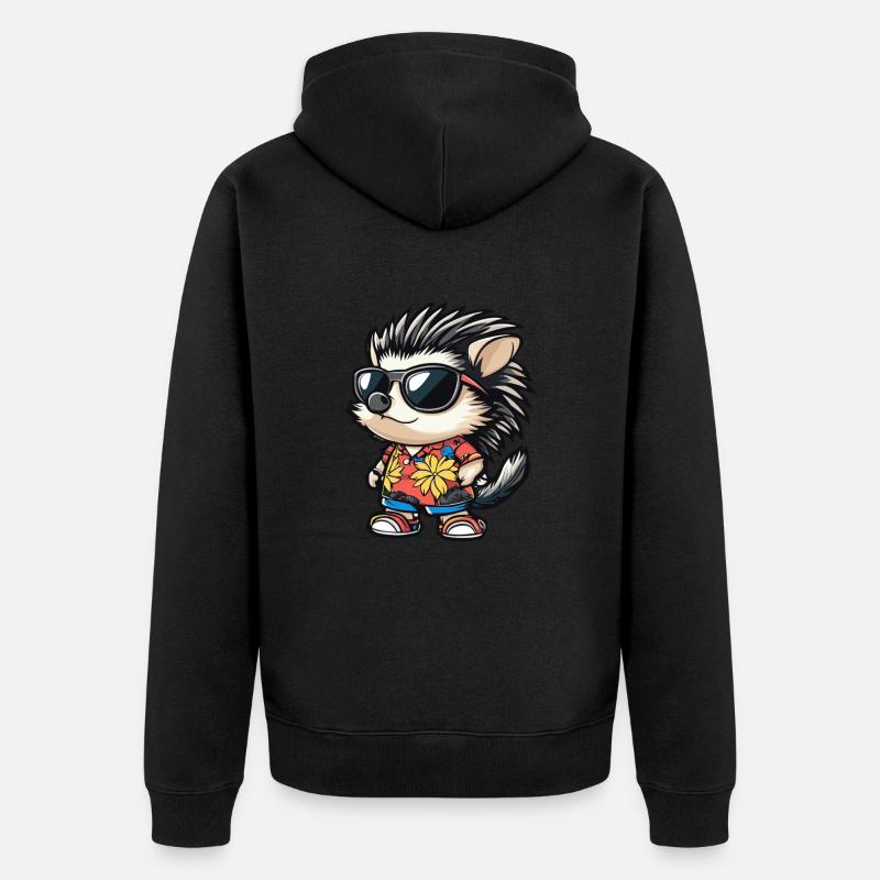 Igel Comic Lustig Sommer - Unisex Premium Bio Zip Hoodie - Schwarz