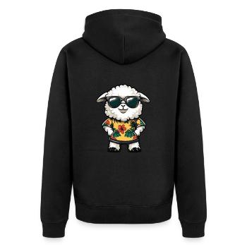 mouton bande dessinée drôle été - Veste à capuche bio Premium Unisexe - noir - Dos - Nico (187cm)