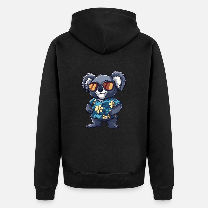 Koala Bande dessinée Drôle d’été - Veste à capuche bio Premium Unisexe - noir
