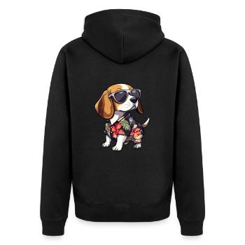 Beagle Hund Lustig Sommer - Unisex Premium Bio Zip Hoodie - Schwarz - Hinten - Nico (187cm)
