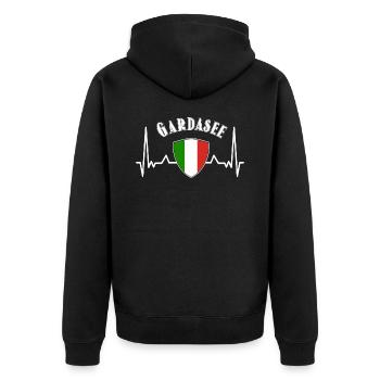 Lake garda - Unisex Premium Organic Zip Hoodie - black - Back - Nico (187cm)