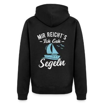 Mir reichts ich geh Segeln Segelboot Segler - Unisex Premium Bio Zip Hoodie - Schwarz - Hinten - Nico (187cm)