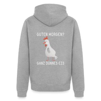 Bonjour? Glace très mince! - Veste à capuche bio Premium Unisexe - gris chiné - Dos - Nico (187cm)