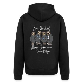 Alles Gute Neuer Job Abschied Kollege Jobwechsel - Unisex Premium Bio Zip Hoodie - Schwarz - Hinten - Nico (187cm)