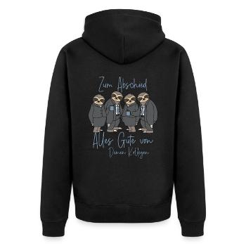 Jobwechsel Alles Gute Neuer Job Abschied Kollege - Unisex Premium Bio Zip Hoodie - Schwarz - Hinten - Nico (187cm)