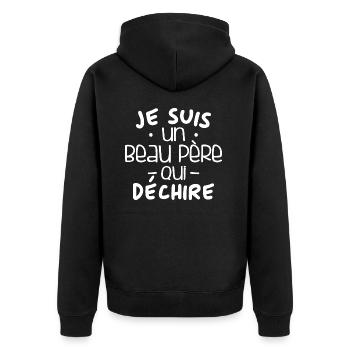 je suis un beau père qui déchire - Veste à capuche bio Premium Unisexe - noir - Dos - Nico (187cm)