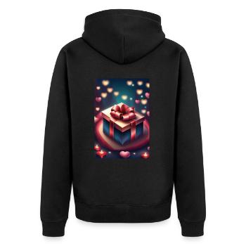 A gift and a lot of hearts - Unisex Premium Organic Zip Hoodie - black - Back - Nico (187cm)