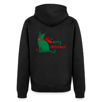 Katze Stern Tier Weihnachten Schal 3D Geschenk - Unisex Premium Bio Zip Hoodie - Schwarz - Hinten - Nico (187cm)
